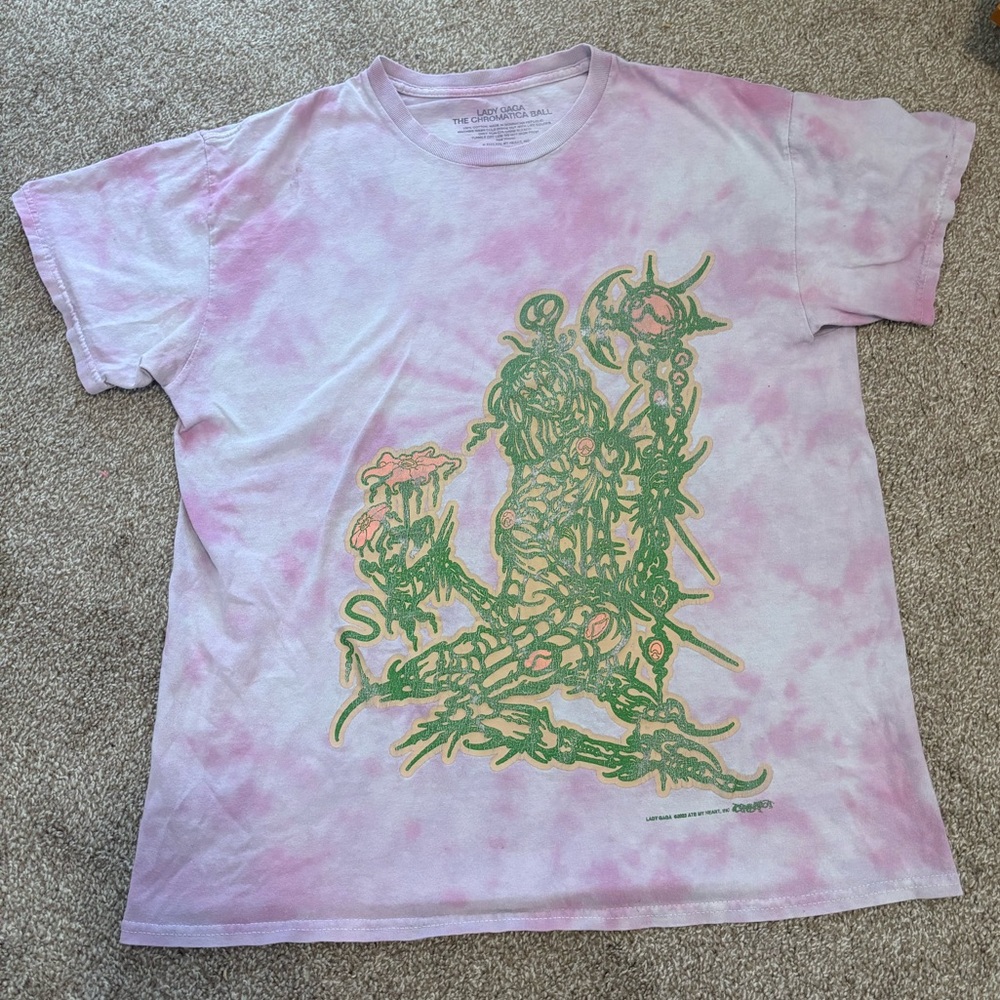 Lady Gaga The Chromatica Ball Concert Tee Pink Tie Dye Shirt 2022 Official Merch